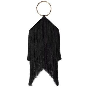OLGA BERG NWT Jamie Fringe Bag, Womens Clutch Evening Purse, Black